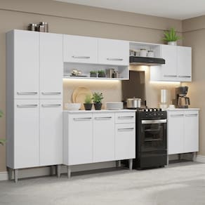 Armário De Cozinha Completa 293cm Emilly Madesa 02 Branco