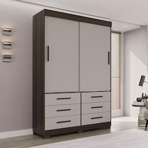 Guarda Roupa New Star 2 Portas 6 Gavetas Sem Espelho Salleto Savana/off