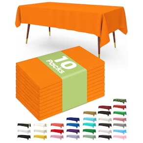 Toalha de mesa de plástico descartável, pacote com 10 unidades para festas, laranja