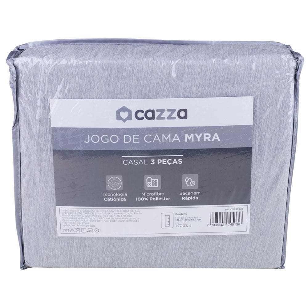 Jogo de Cama Casal 3 Peças Microfibra Catiônica Cazza Myra