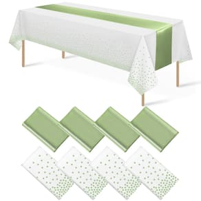 Conjunto de toalhas de mesa e corredores de mesa MASHAN branco/verde para festa