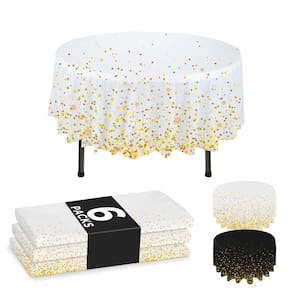 Toalhas de mesa de plástico NORZEE, pacote com 6, brancas, 84 polegadas, ouro redondo