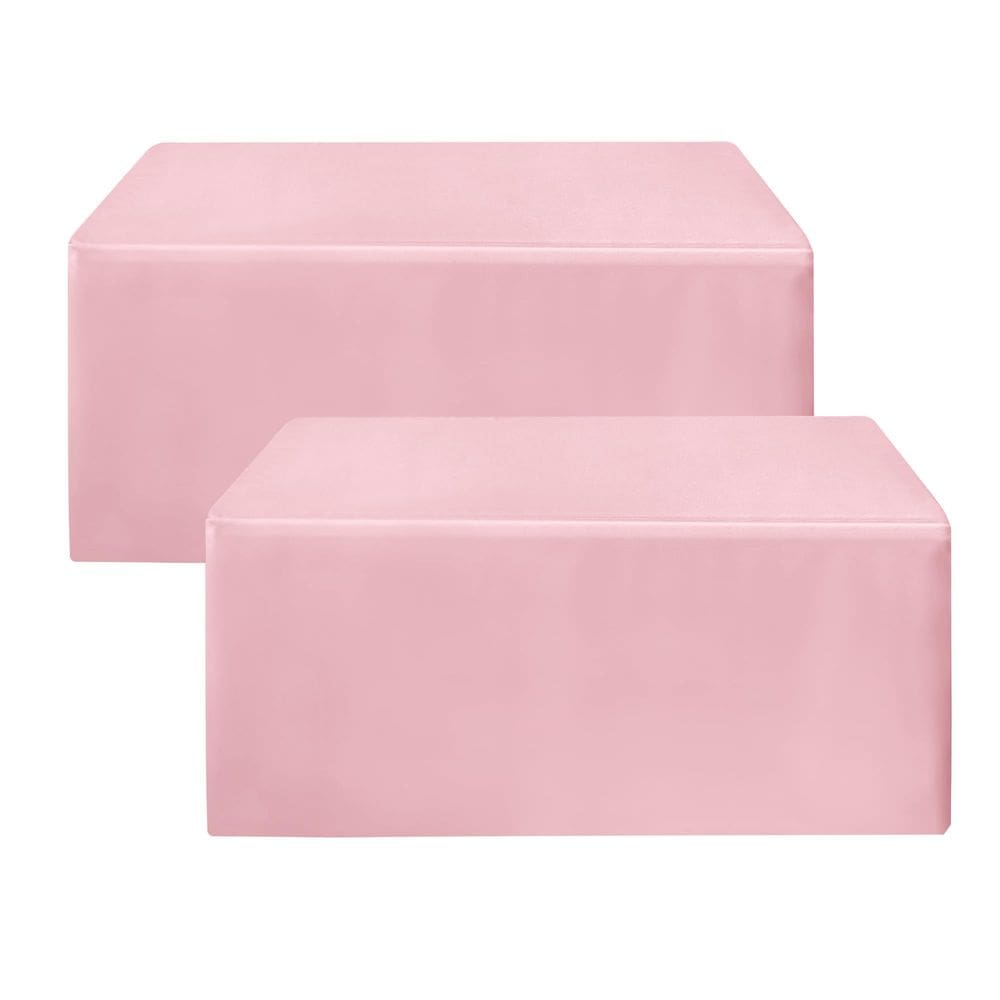 Toalha de mesa HolidayIdeas ajustada rosa para mesas de 6 pés, pacote com 2