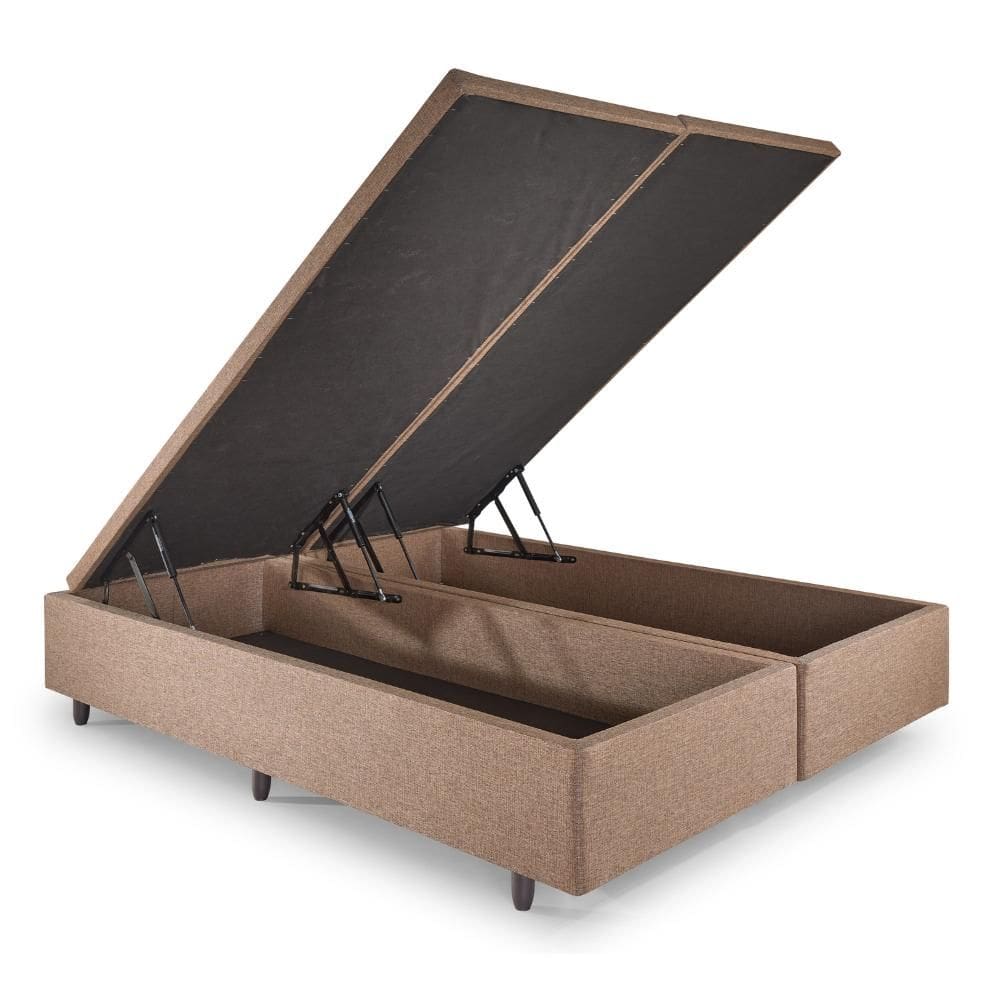 Base Box Baú King 193x203 cm Linho Marrom