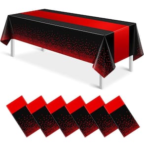 Toalha de mesa de festa MASHAN preta/vermelha de plástico 137x274cm (6 unidades)
