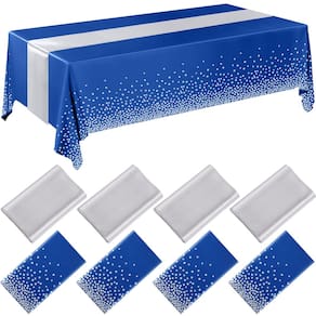 Conjunto de toalhas de mesa Breling, pacote com 8 unidades, azul marinho/prata para casamento