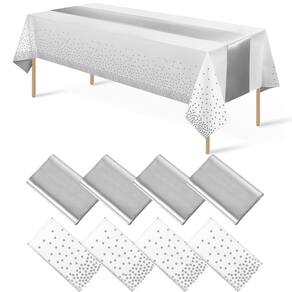 Conjunto de toalhas de mesa e corredores de mesa MASHAN branco/prateado (pacote com 8)
