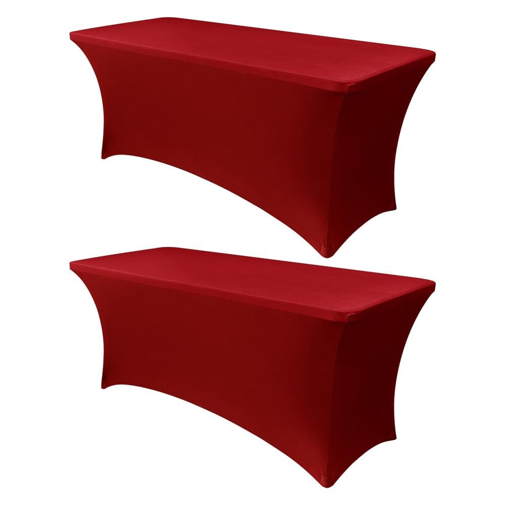 Capa de mesa Obstal Stretch Spandex vermelha para mesa de 6 pés, pacote com 2