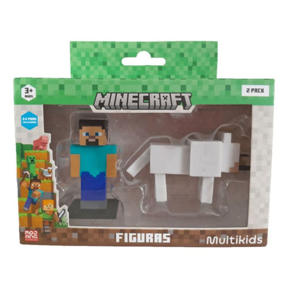 Boneco - Minecraft Steve e Lobo MULTIKIDS