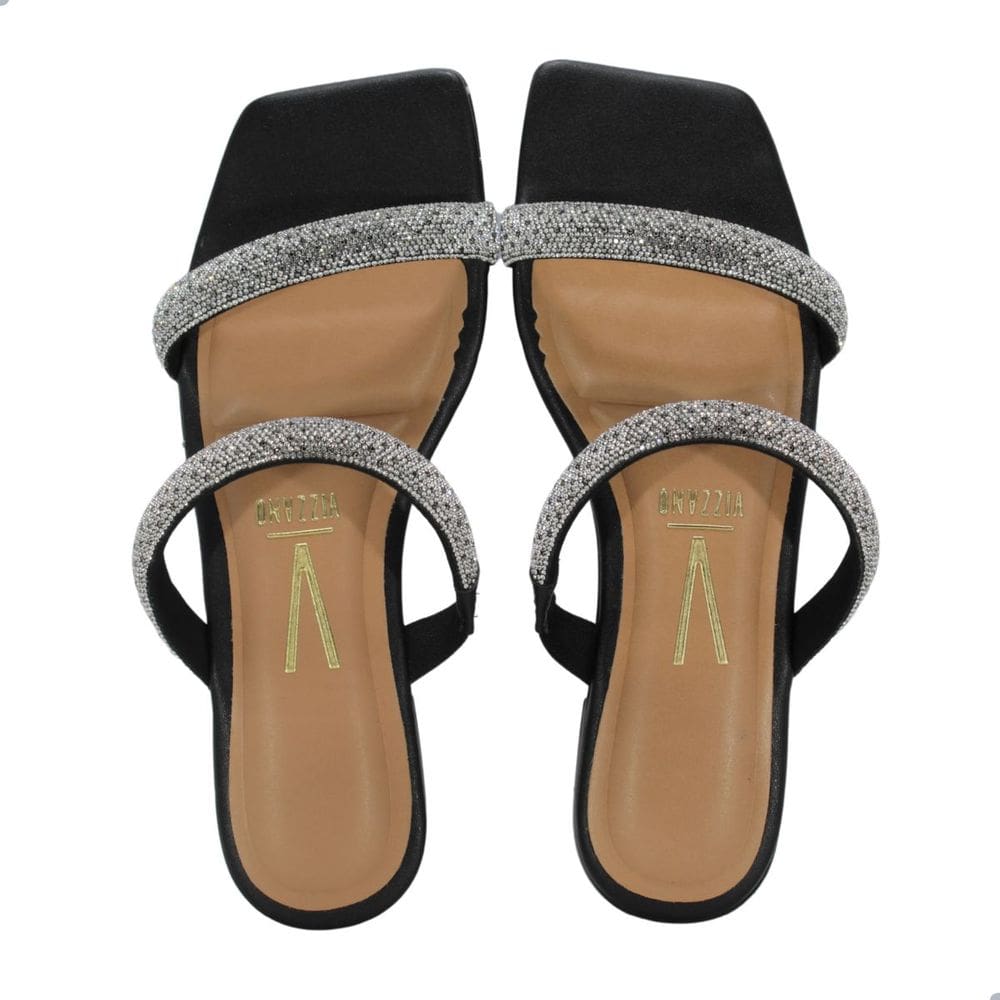 Tamanco Rasteiro Vizzano  Cristal Preto