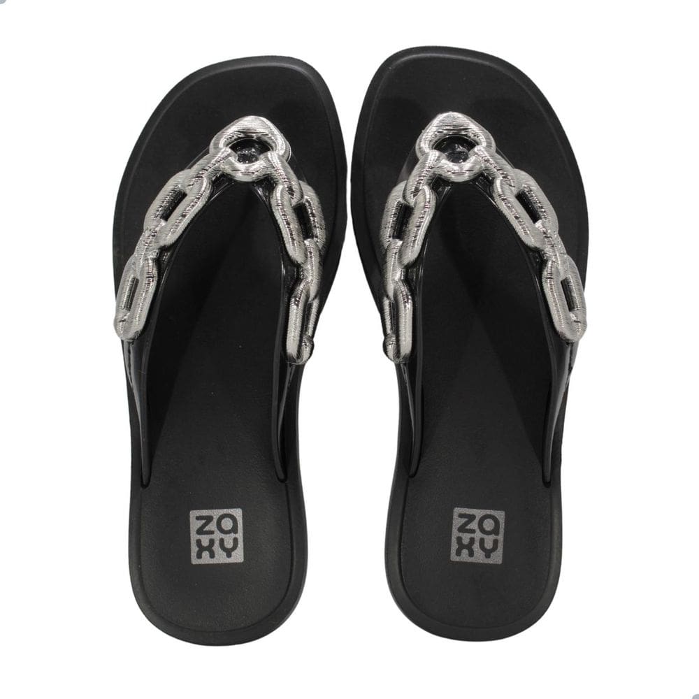 Tamanco Feminino Zaxy Chain Preto