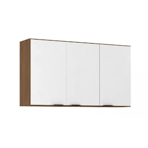 Armário Aéreo 3 Portas 120cm Firenze - Amêndola Touch/ Branco Demóbile