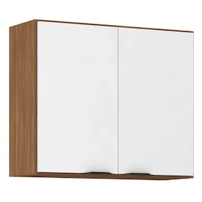 Armário Aéreo 2 Portas 80cm Firenze com Prateleira - Amêndola Touch/ Branco Demóbile