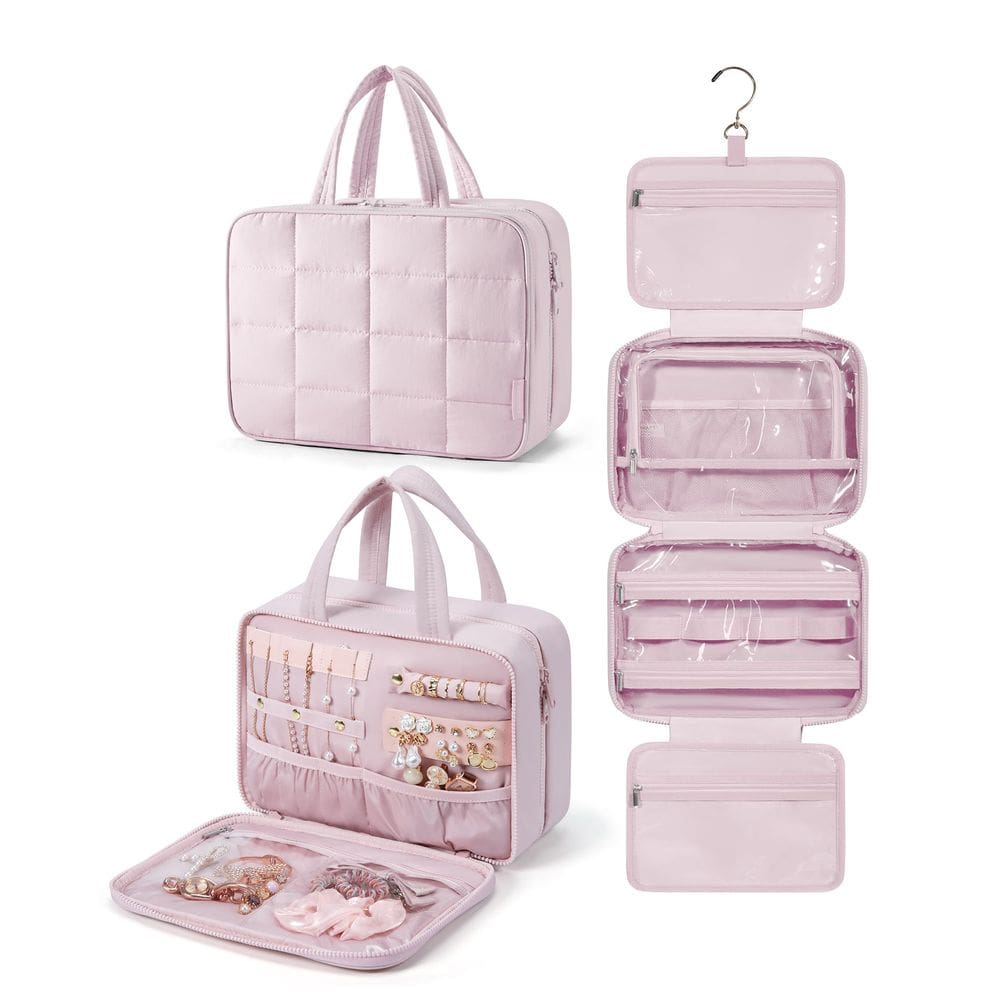 Bolsa de higiene BAGSMART Travel com organizador de joias Pink-M