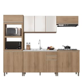 Cozinha Modulada Dinamarca 5 Peças com Torre Quente 2 Fornos e Aéreo 120cm com Vidro - Indékes