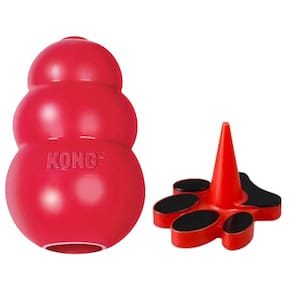 Pluggy Suporte para Recheável New York Pets + Brinquedo Recheável Para Cães Kong Classic - Pequeno