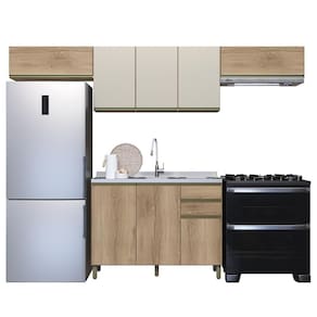 Cozinha Modulada Dinamarca 4 Peças com Aéreo 120 com Vidro - Indékes