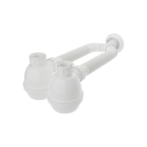 Sifão Duplo Sanfonado Extensível Blukit com Copo Branco Universal
