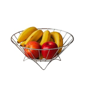 Fruteira Aramada Redonda de Mesa Aço Cromado Prime 30cm - Araminas