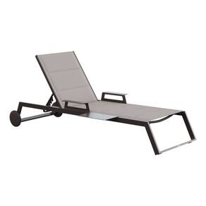 Espreguicadeira Aluminio Rodas E Mesa Ate 160kg - Marrom