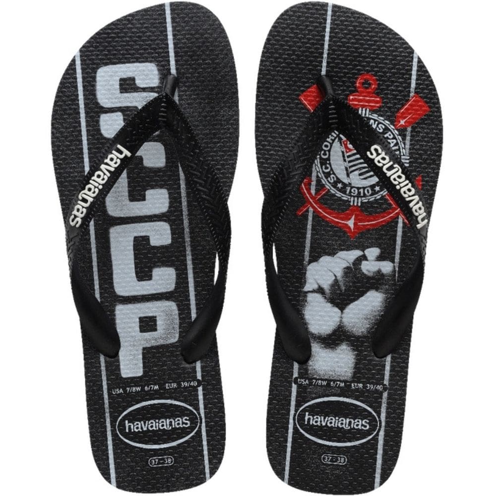 Chinelo Dedo Masculino Casual Dia a Dia Praia Passeio Torcedor Havaianas Top Times Corinthians