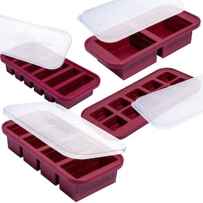 Conjunto de presentes Freezer Molds Souper Cubes de silicone com tampas de cranberry