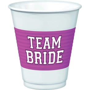 Copos de plástico Amscan Team Bride Wedding White Pink 473mL x25