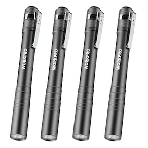 Caneta de luz WORKPRO LED de alumínio com clipe cinza com 2AAA x4