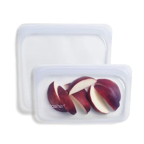 Sacos de armazenamento de alimentos Stasher Premium Silicone, pacote com 2 unidades transparentes