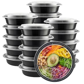 Recipientes para preparação de refeições, embalagem confortável de 700 ml (50 unidades) com tampas