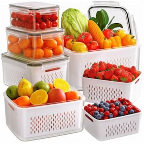 Recipientes de armazenamento de frutas Winproper, 6 unidades para geladeira com escorredor