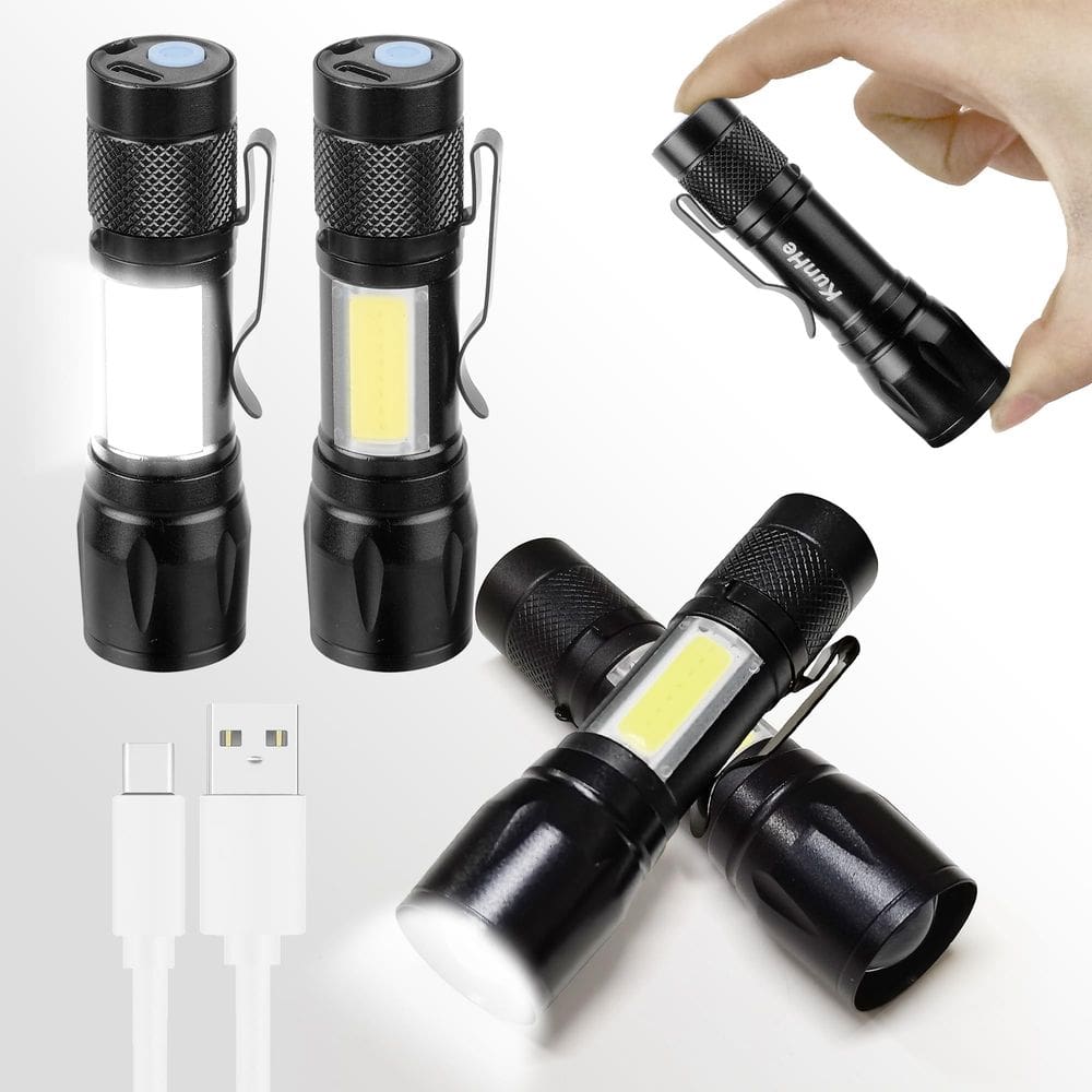 Lanterna KunHe recarregável USB-C 300 lúmens com COB lateral