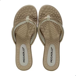 Tamanco Feminino Piccadilly Off White com Ouro