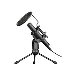 Microfone Gaming Trust GXT 241 Velica, Com Fio, Com Tripé, USB-C, 130 DB, Preto