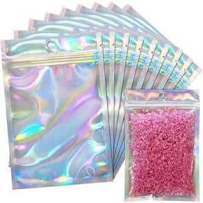 Sacos holográficos seláveis EgticLive, pacote de 100, 20x26cm