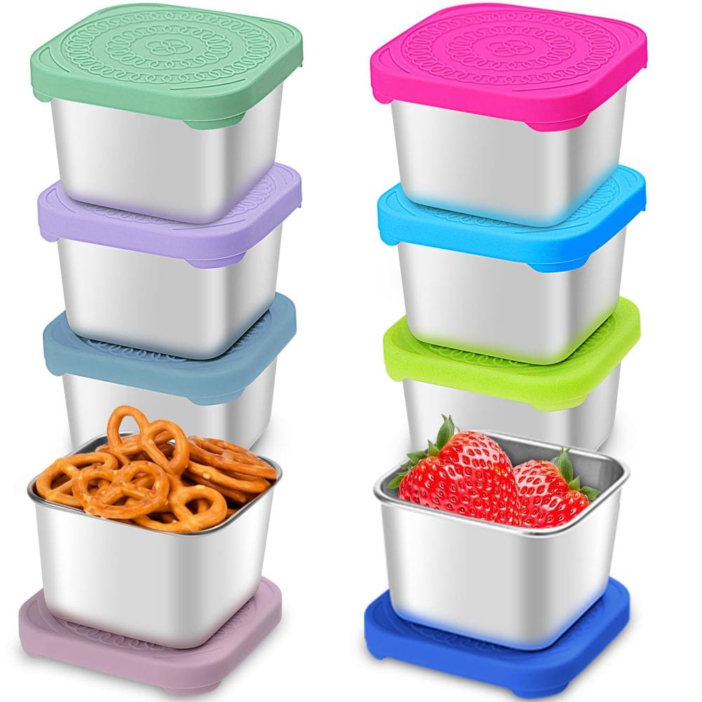 Recipientes de lanche Haldane, pacote com 8 unidades para crianças, aço inoxidável, 180 ml
