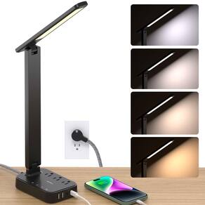 Lâmpada de mesa Addtam LED Power Strip 3 tomadas 4 portas USB