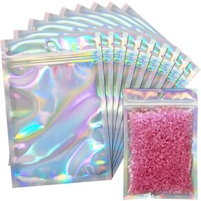 Sacos holográficos seláveis EgticLive, pacote de 100, 12 x 18 cm