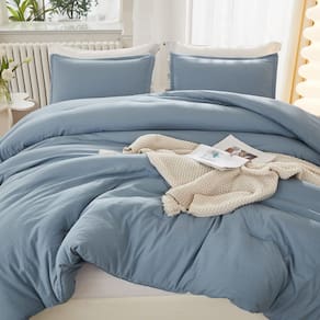 Conjunto de edredom Litanika em tamanho real, azul acinzentado, 3 peças
