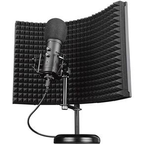 Microfone Studio Trust Rudox GXT259, USB-B, Filtro Refletor, Com Fio, Suporte de Mesa, Preto