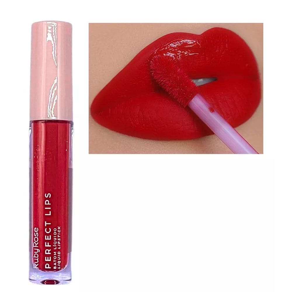 Batom Líquido Ruby Rose Perfect Lips Alta Cobertura Efeito Matte Secagem Rápida Toque Suave