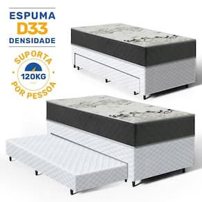 Cama Box com Colchão de D33 ISO 3000 Gazin + Auxiliar de Espuma Unique Solteiro 88cm