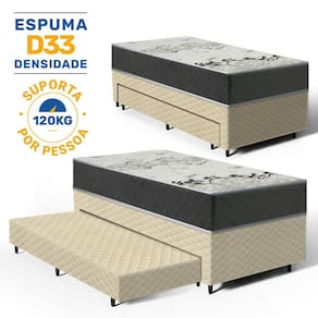 Cama Box com Colchão de D33 ISO 3000 Gazin + Auxiliar de Espuma Unique Solteiro 88cm