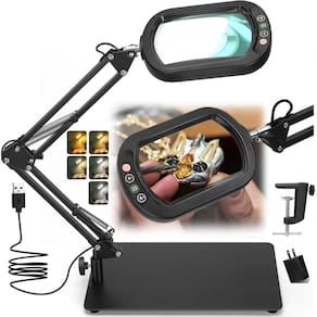 Lupa Veemagni 10X com Light & Stand, 5 modos de cores