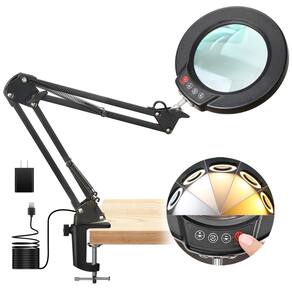 Lupa Seylae 10X com luz e braçadeira, 5 modos de cores