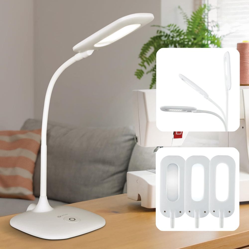 Lâmpada de mesa OttLite ClearSun LED Soft Touch 3 Configurações de brilho