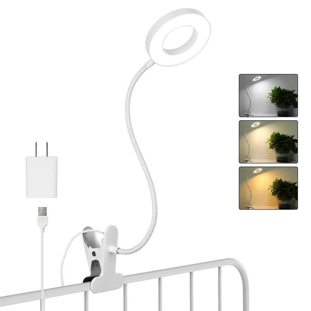 Lâmpada de mesa clip-on Woputne 10, brilho regulável, 3 modos