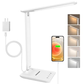 Lâmpada de mesa LED Karidi Candeeiro de mesa regulável com porta USB branca