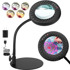Lupa Coteck 10X com luz e suporte, 5 modos de cores