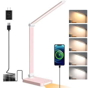Lâmpada de mesa LED Dott Arts com portas USB, 5 modos de cor, rosa